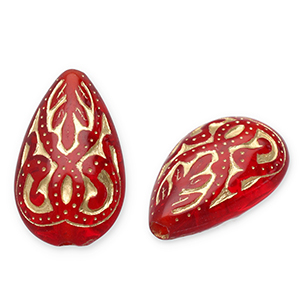 Perline in acrilico goccia rosso-oro