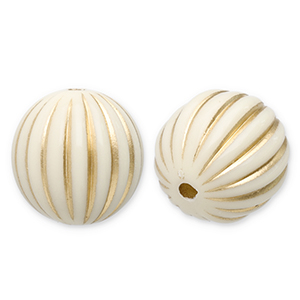Perline in acrilico 16 mm tonda con linee biancastro-oro