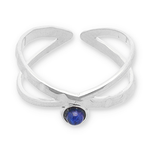 Anelli in acciaio inossidabile con pietra naturale argento-blu scuro