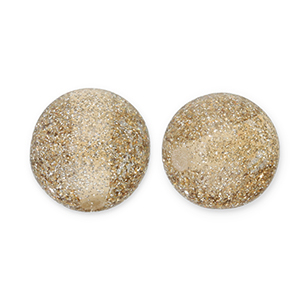 Perline in acrilico con glitterato 12 mm champagne-argento