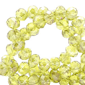 Perline sfaccettate 4x3mm rondella giallo soleggiato-effetto perlato