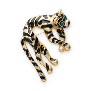 Broches accattivanti tigre oro-nero-verde