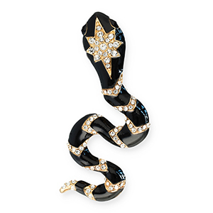 Broches accattivanti con anellino serpente oro-nero-trasparente