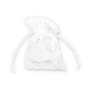 Sacchetti in organza fiore bianco