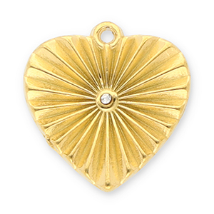 Ciondoli in acciaio inossidabile cuore con strass oro-trasparente