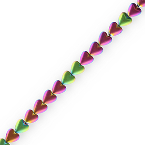 Perline di ematite cuore viola-verde-rivestimento AB