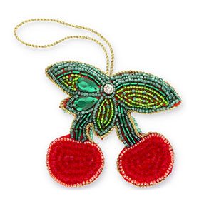 Pendenti trendy ciliegie verde-rosso-oro