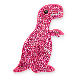 Ciondoli accattivanti con strass dinosauro rosa scuro-cristallo-nero
