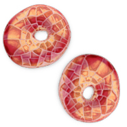 Perline di ceramica greca DQ donut mosaico magenta-oro verde 