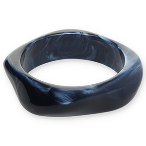 Bracciali bangle in resina blu scuro-bianco