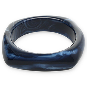Bracciali bangle in resina blu scuro-bianco