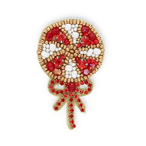 Broches lecca lecca con fiocco rosso-bianco-oro