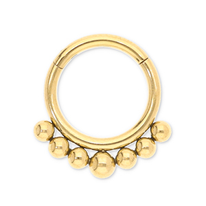 Piercing all'orecchio in acciaio inossidabile clicker anello con palline oro