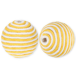 Perline in acrilico 22 mm con cordoncino cerato giallo ocra-bianco