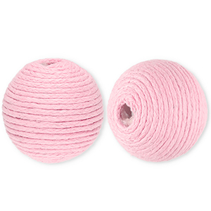 Perline in acrilico 22 mm con cordoncino cerato rosa chiaro