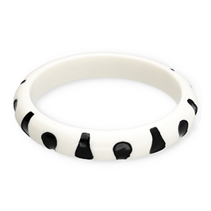 Bracciali bangle in resina bianco-nero