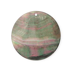 Pendenti di conchiglia prodotti speciali tonda grigio scuro-bianco