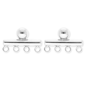 BY31&reg; Componenti in acciaio inossidabile orecchini barra con 4 anellini argento