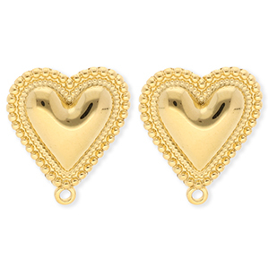 BY31&reg; Componenti in acciaio inossidabile orecchini cuore con anellino oro