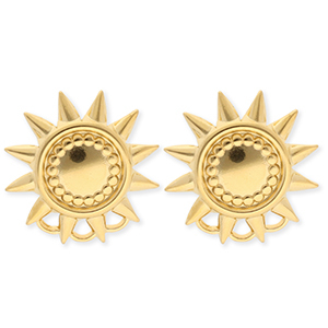 BY31&reg; Componenti in acciaio inossidabile orecchini sole con 3 anellini oro