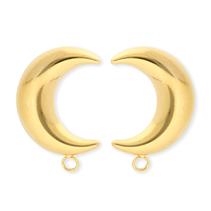 BY31&reg; Componenti in acciaio inossidabile orecchini luna con anellino oro
