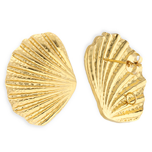BY31&reg; Componenti in acciaio inossidabile orecchini conchiglia con anellino oro