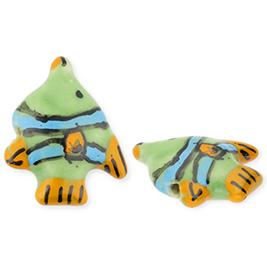 Perline di ceramica pesce verde-arancione-blu-nero