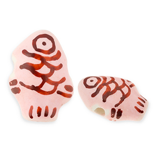 Perline di ceramica pesce rosa chiaro-rosso ruggine