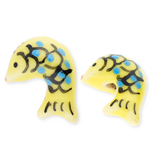 Perline di ceramica pesce giallo-blu-nero