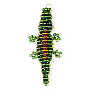 BY31&reg; Ciondoli con perline di vetro cocodrillo verde scuro-marrone ambra-nero-oro