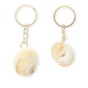 Portachiavi conchiglia beige crema-oro