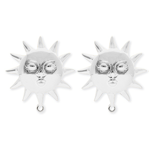 BY31&reg; Componenti in acciaio inossidabile orecchini sole con faccia con anellino argento