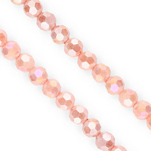 Perline sfaccettate tonde 6mm rosa salmone-rivestimento AB