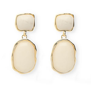 Orecchini alla moda con perno in acciaio inossidabile oro-beige