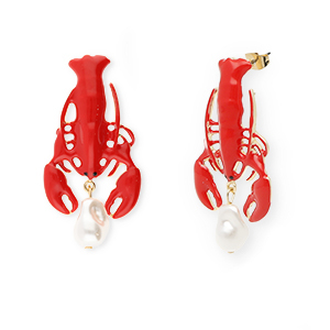 Orecchini alla moda smalto cancro con perno in acciaio inossidabile oro-rosso-bianco
