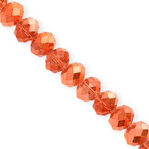 Perline sfaccettate 12x9mm rondella arancio corallo-effetto perlato