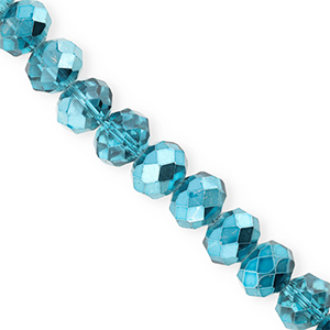 Perline sfaccettate 12x9mm rondella blu ottanio-effetto perlato