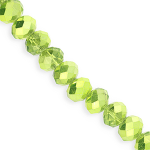 Perline sfaccettate 12x9mm rondella verde-effetto perlato