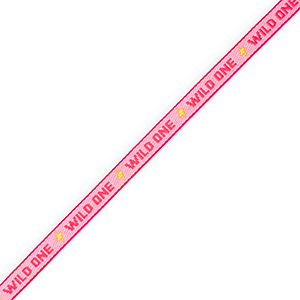 BY31&reg; Nastro con testo "Wild one" rosa-rosso-giallo