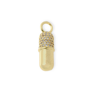 Metallo TQ in ottone ciondolo capsula con strass oro-trasparente