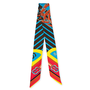 Bandana foulard con cinture in pelle rosso-marrone-blu