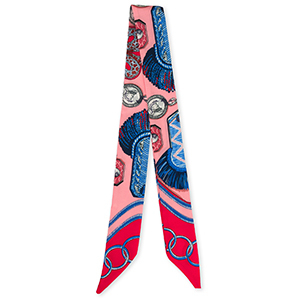 Bandana foulard con motivo rosso-rosa-blu