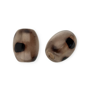 Perline in acrilico ovale con stampa leopardo marrone beige-marrone scuro