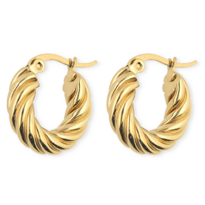 BY31&reg; Orecchini in acciaio inossidabil a cerchio spirale oro