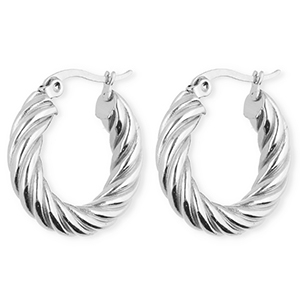 BY31&reg; Orecchini in acciaio inossidabil a cerchio spirale argento