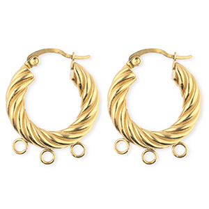 BY31&reg; Componenti in acciaio inossidabile orecchini spirale con 3 anellini oro