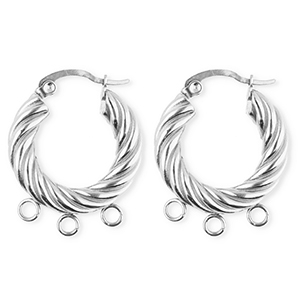 BY31&reg; Componenti in acciaio inossidabile orecchini spirale con 3 anellini argento