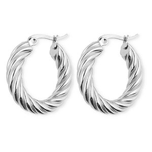 BY31&reg; Orecchini in acciaio inossidabil a cerchio spirale argento