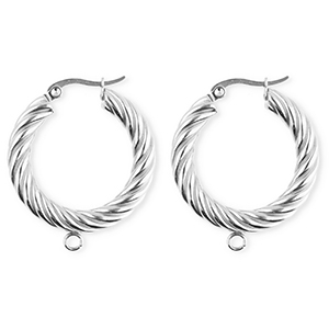 BY31&reg; Componenti in acciaio inossidabile orecchini spirale con anellino argento