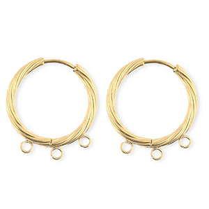 BY31&reg; Componenti in acciaio inossidabile orecchini spirale con 3 anellini oro